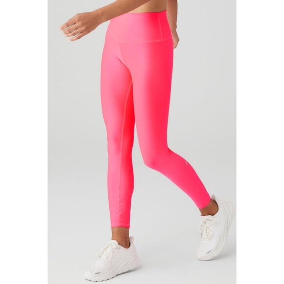 ALO Yoga Pants - Alo 7/8 High-Waist Airlift Leggings Fluorescent Pink Coral Bright Neon Hi-Rise S